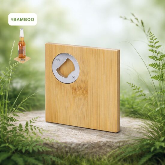 Bambusa paliktnis ar iebūvētu pudeļu attaisāmo